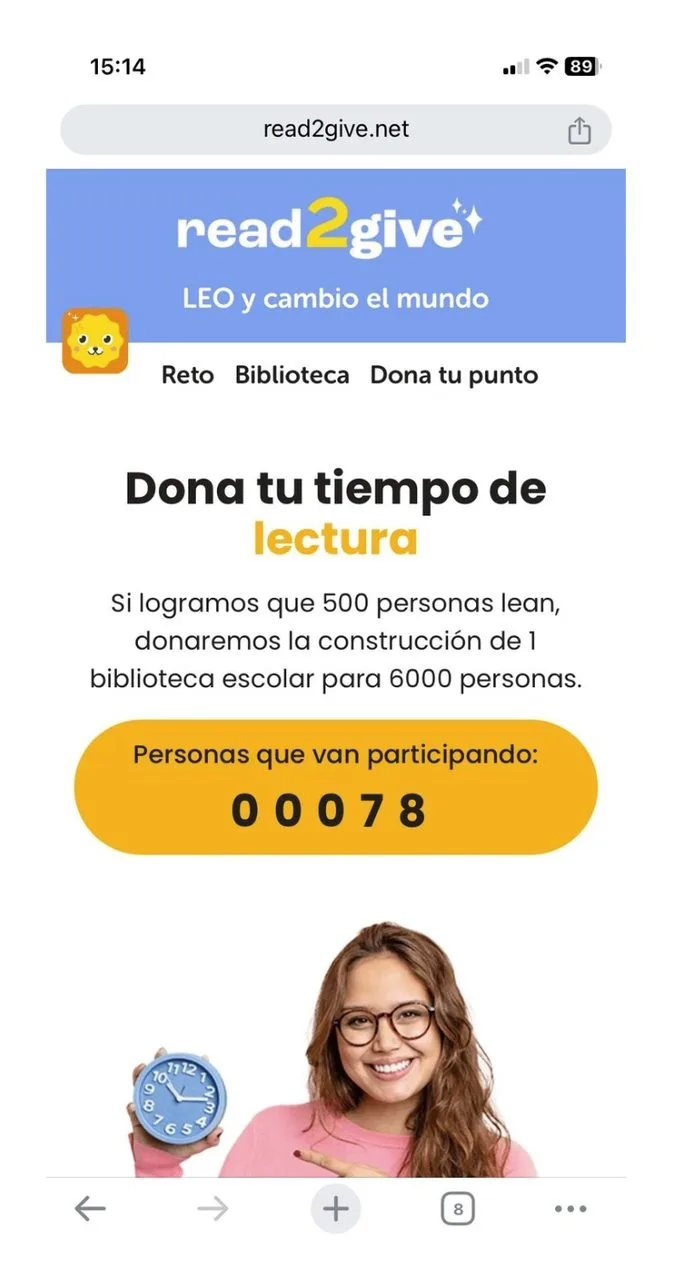 Landing pública de la campaña: dona tu tiempo de lectura